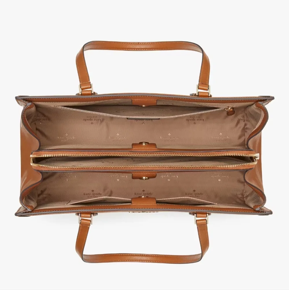 kate spade tan leather tote bag